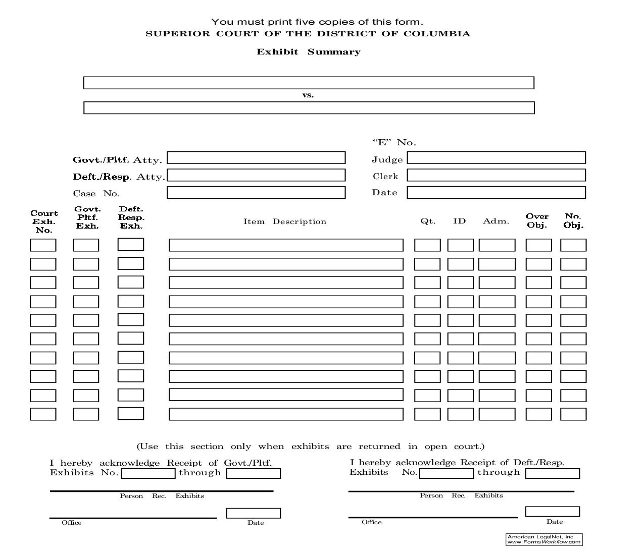 Exhibit Summary | Pdf Fpdf Doc Docx | District Of Columbia