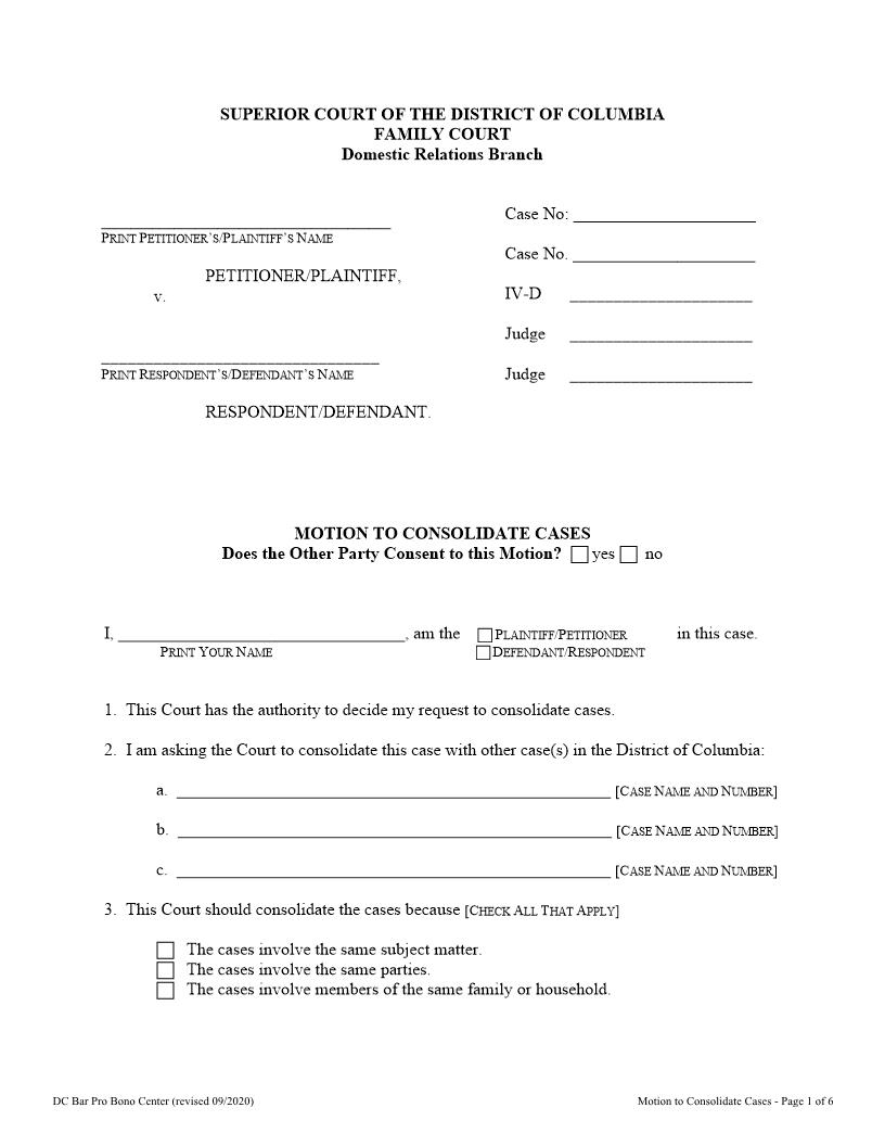 Motion To Consolidate Cases | Pdf Fpdf Docx | District Of Columbia