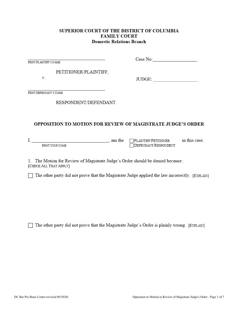 Opposition To Motion For Review Of Magistrate Judges Order | Pdf Fpdf Docx | District Of Columbia