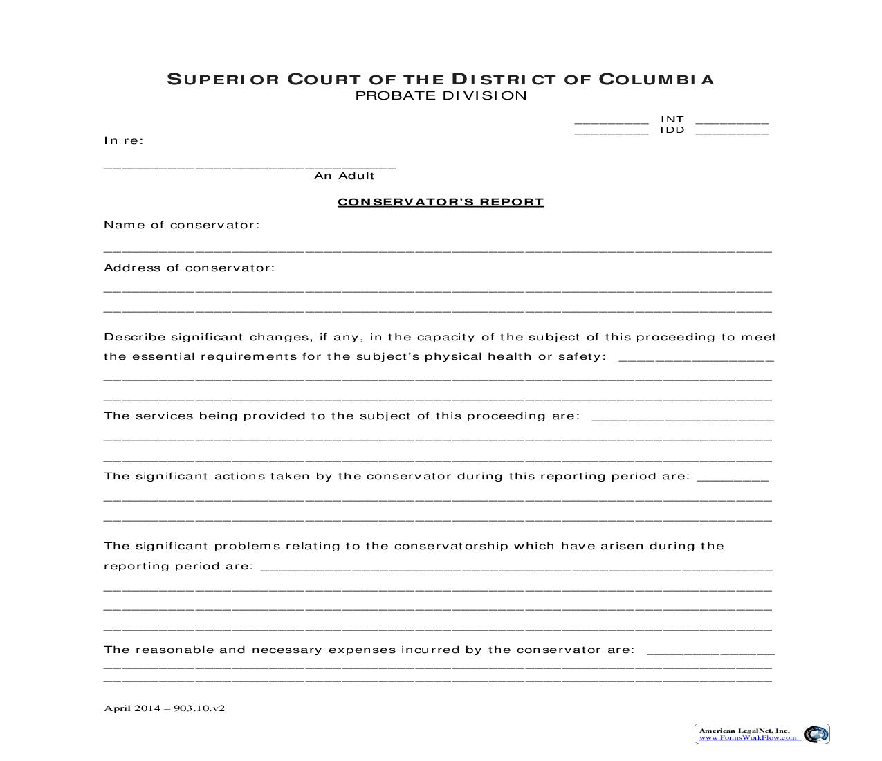 Conservators Report {PD 1902C} | Pdf Fpdf Doc Docx | District Of Columbia