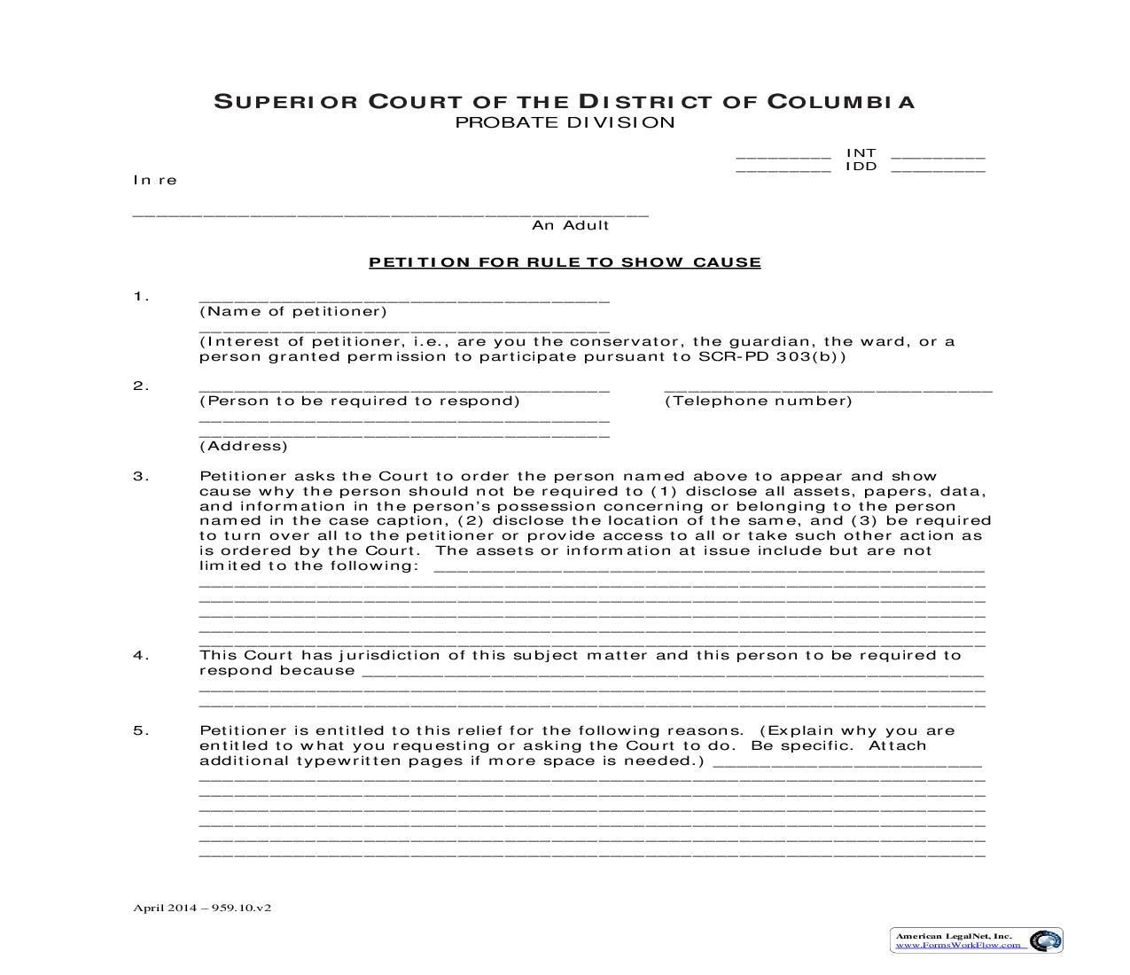 Petition For Rule To Show Cause | Pdf Fpdf Doc Docx | District Of Columbia