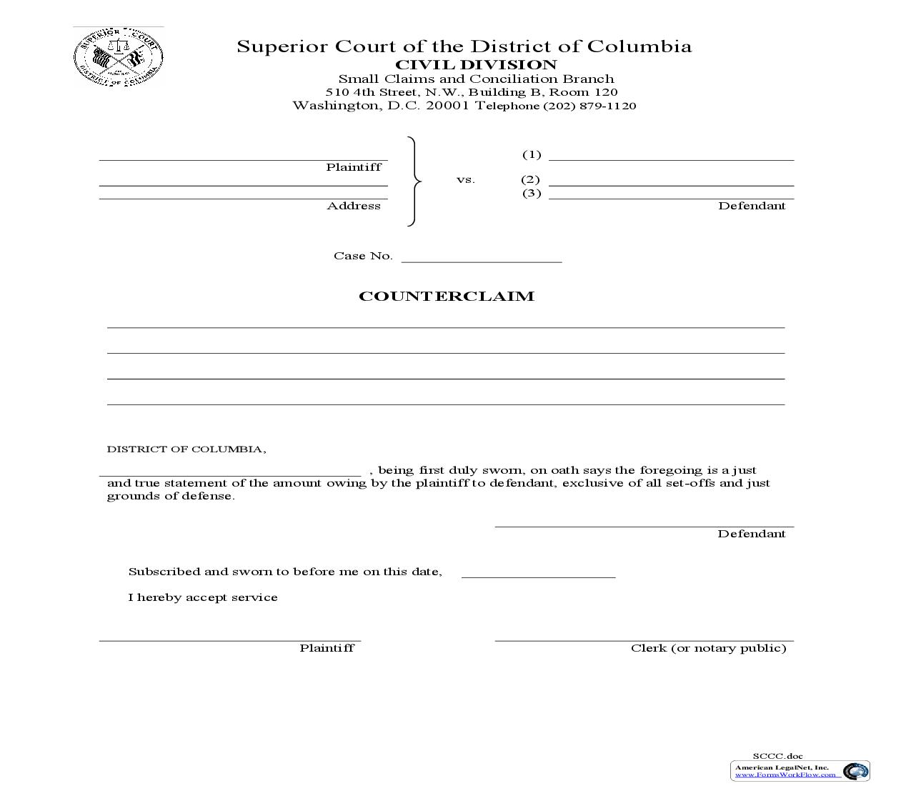 Counterclaim | Pdf Fpdf Doc Docx | District Of Columbia