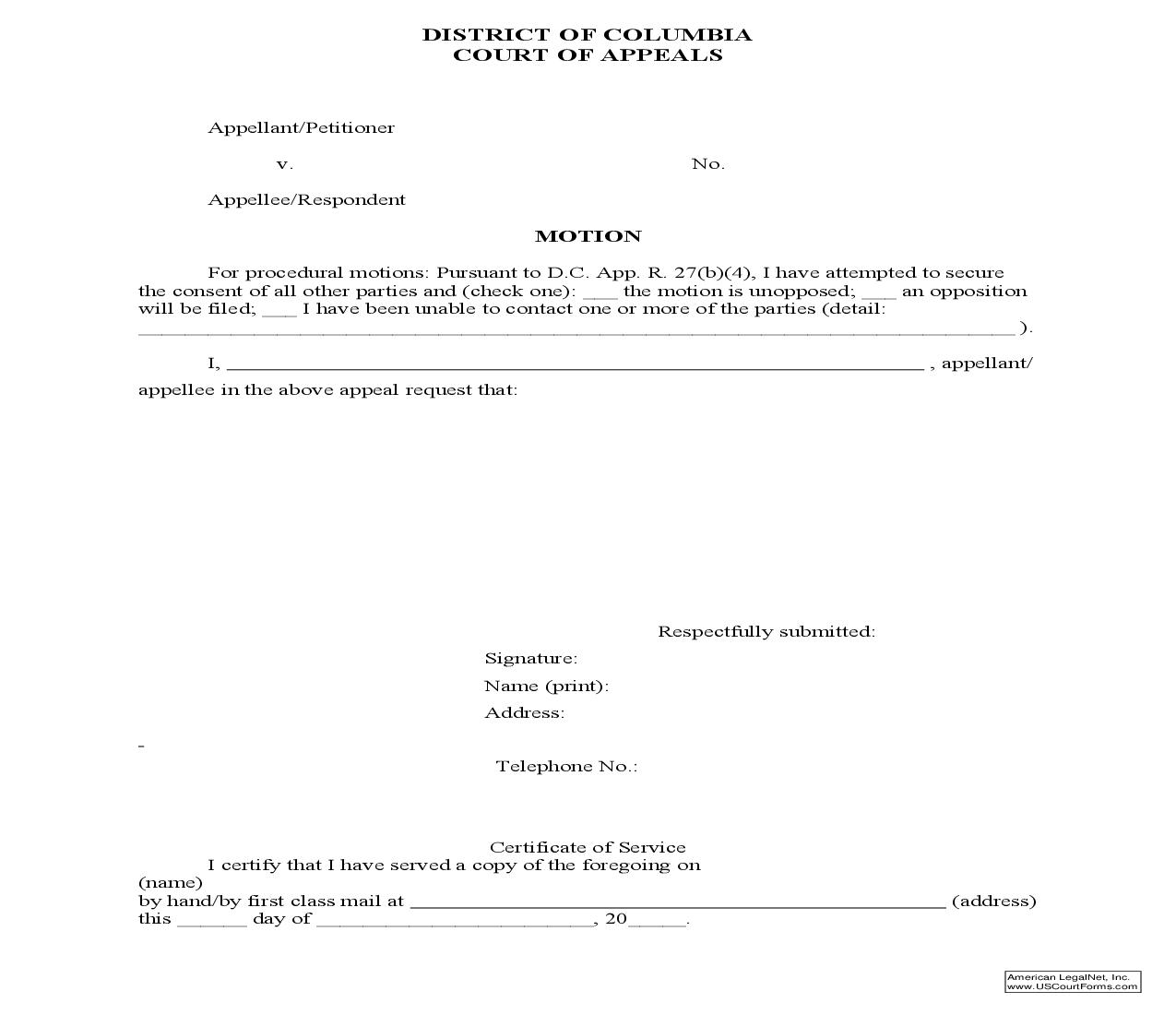 Motion | Pdf Fpdf Doc Docx | District Of Columbia