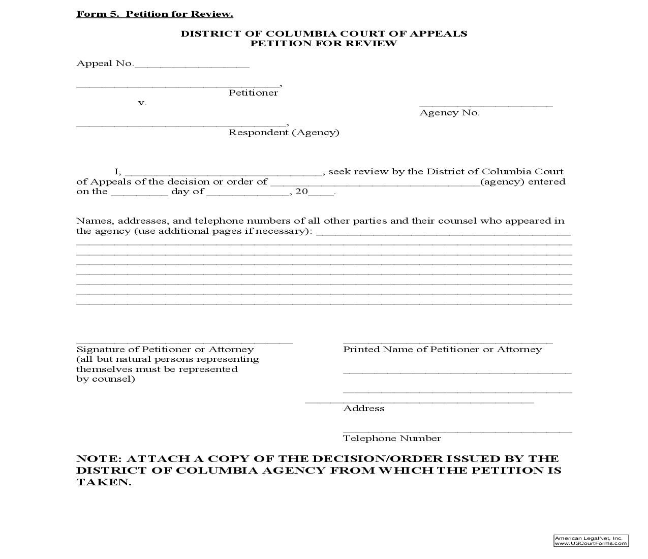 Petition For Review | Pdf Fpdf Doc Docx | District Of Columbia