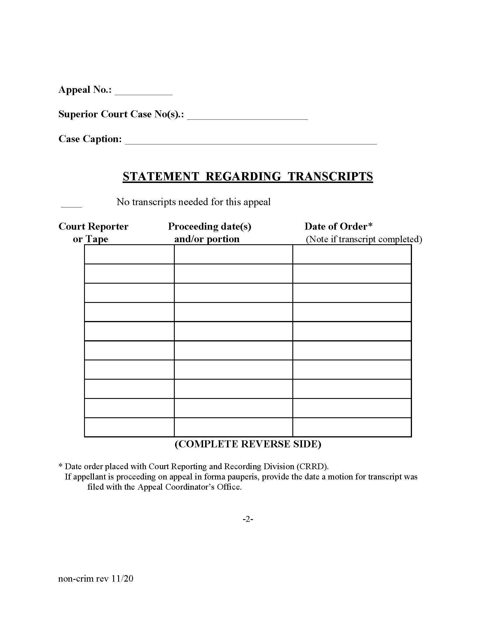 Statement Regarding Transcripts | Pdf Fpdf Doc Docx | District Of Columbia