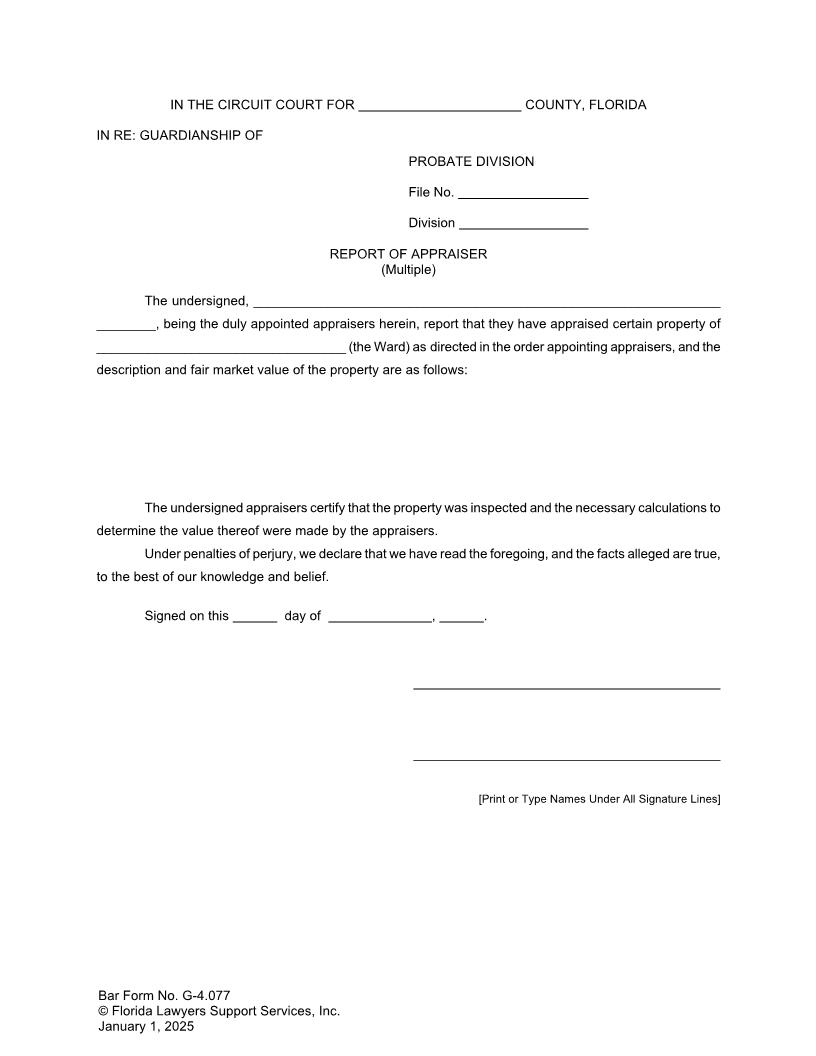 Report Of Appraisers Multiple {G-4.077} | Pdf Fpdf Doc Docx | FLSSI Guardianship