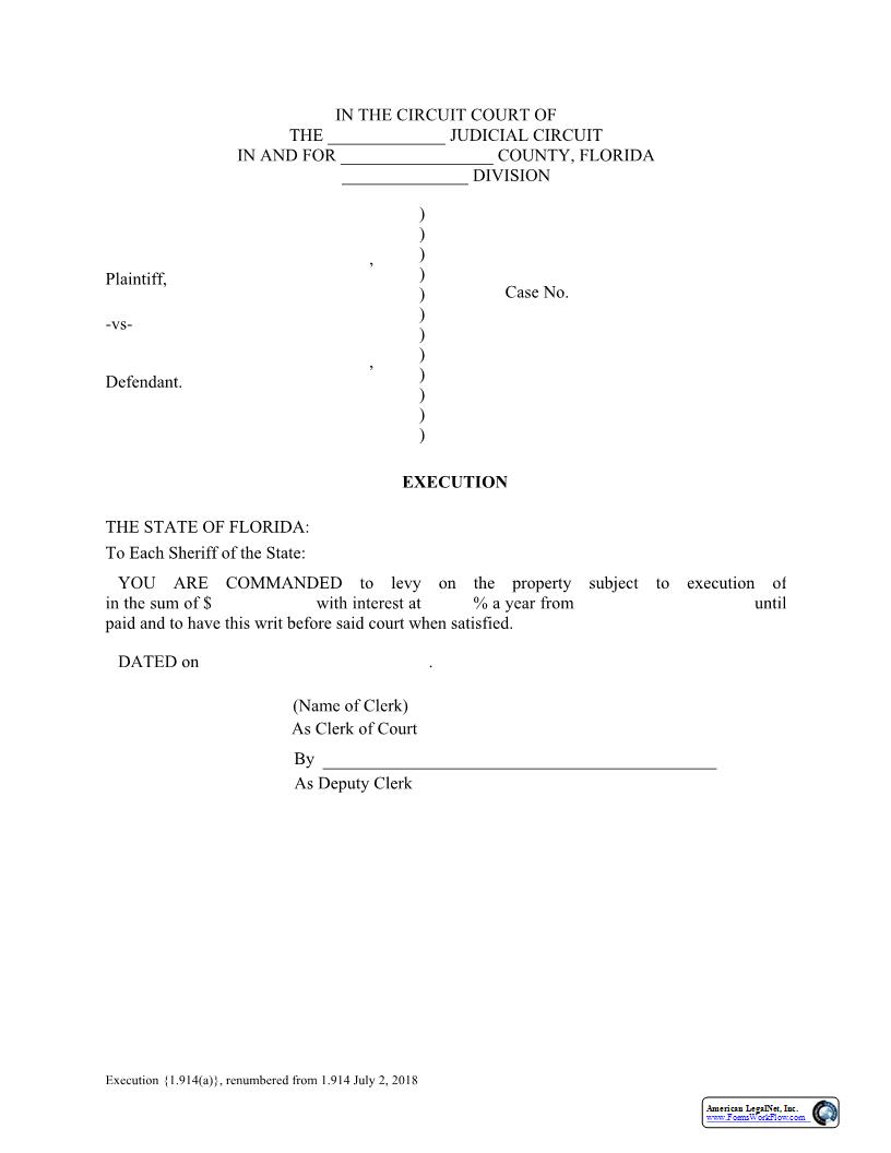 Execution {1.914(a)} | Pdf Fpdf Docx | Florida