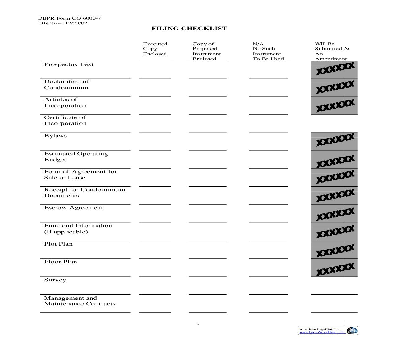Filing Checklist {CO 6000-7} | Pdf Fpdf Doc Docx | Florida