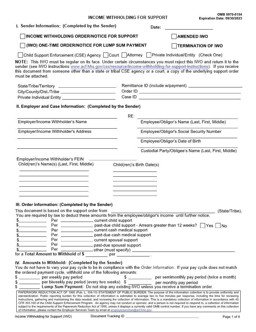 Income Withholding For Support | Pdf Fpdf Docx | Florida