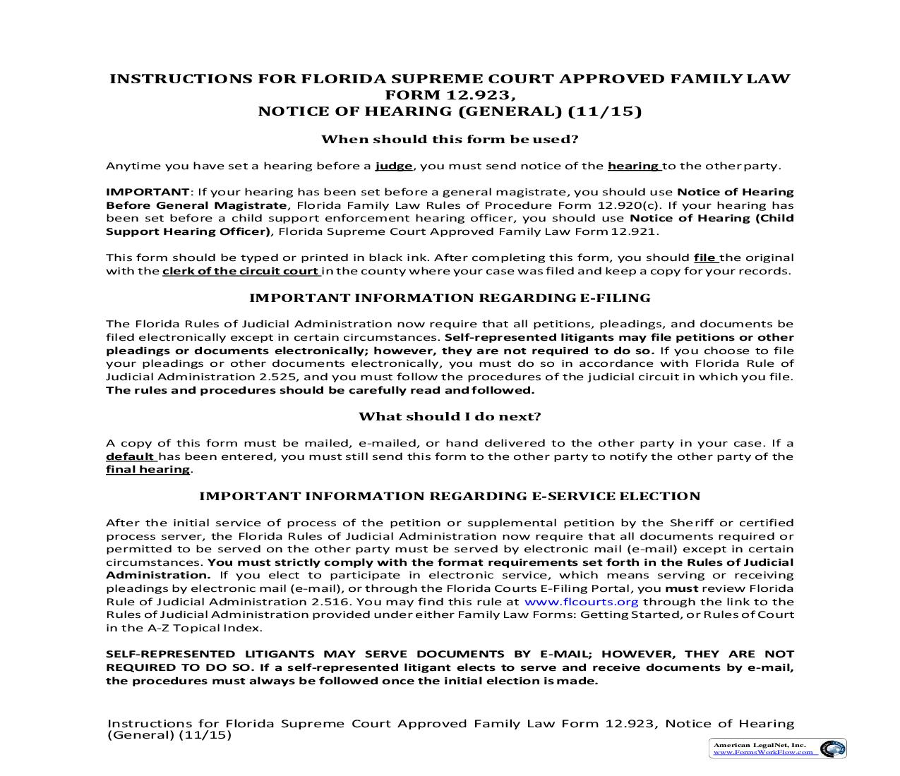 Notice Of Hearing (General) {12.923} | Pdf Fpdf Doc Docx | Florida