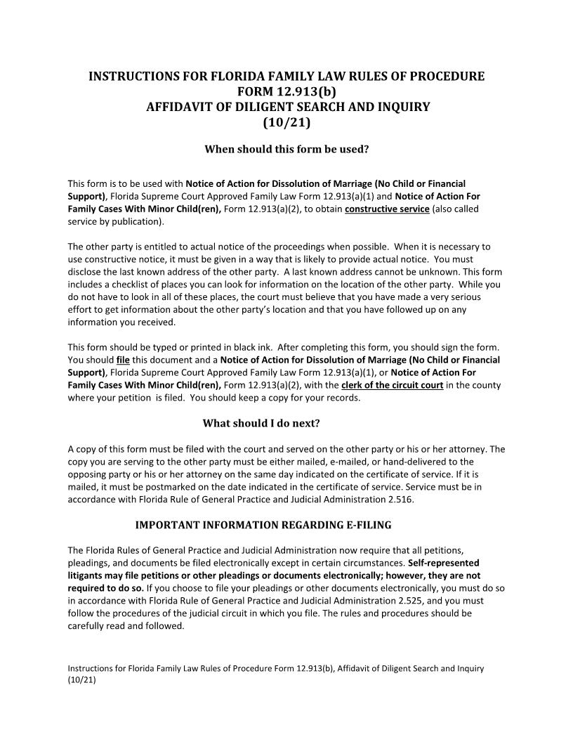 Affidavit Of Diligent Search And Inquiry {12.913(b)} | Pdf Fpdf Doc Docx | Florida