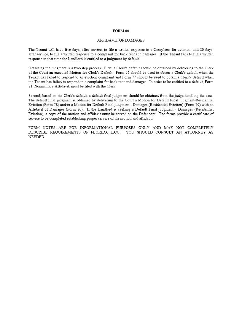 Affidavit Of Damages | Pdf Fpdf Doc Docx | Florida
