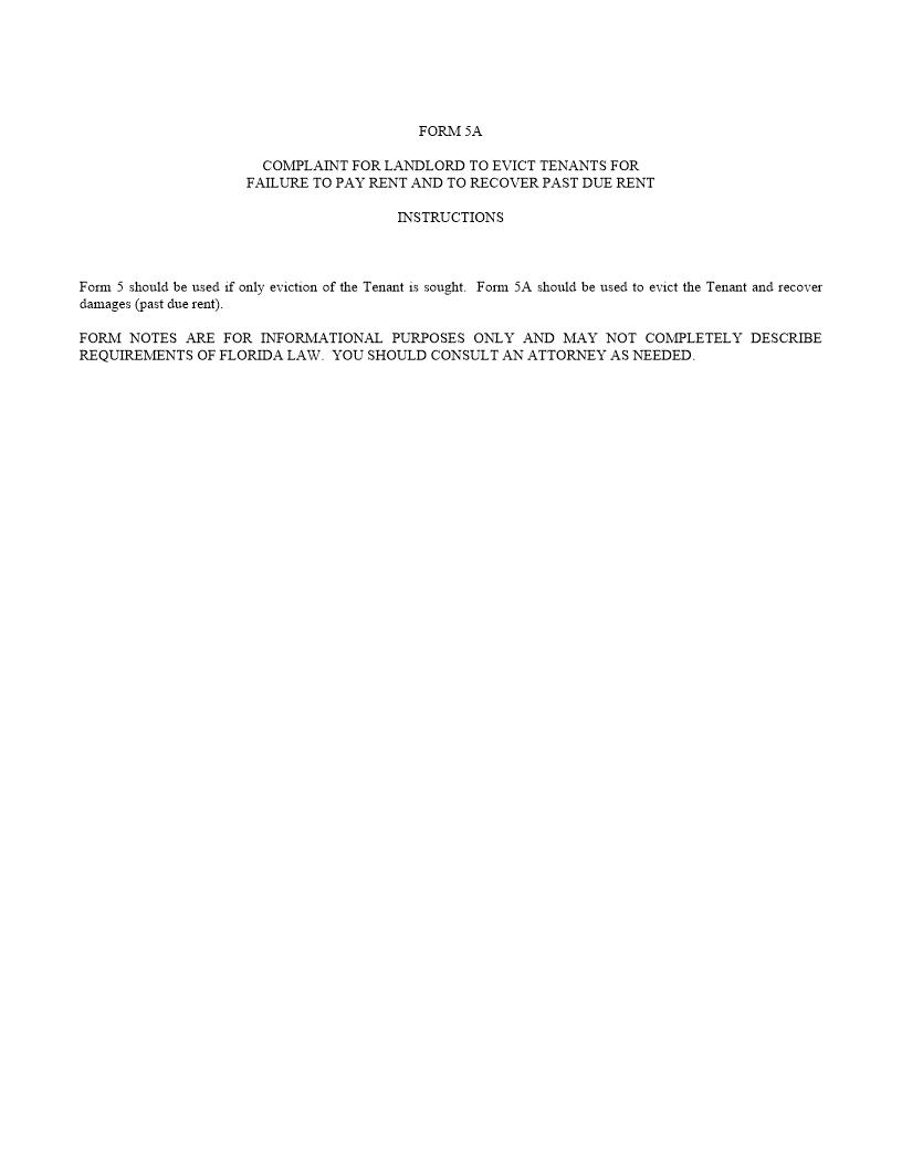 Complaint For Eviction And Damages | Pdf Fpdf Doc Docx | Florida