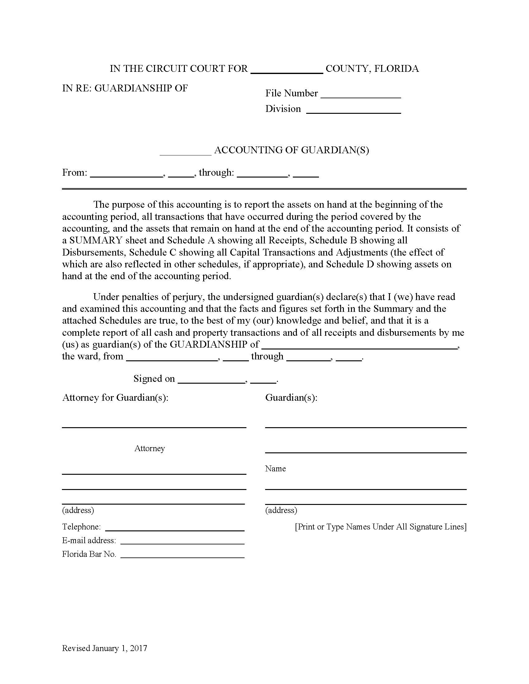 Accounting Of Guardians | Pdf Fpdf Docx | Florida