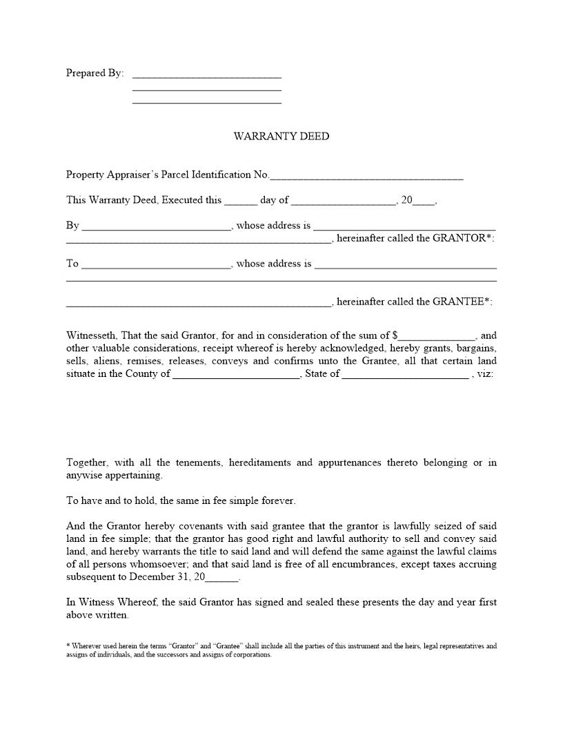 Warranty Deed | Pdf Fpdf Docx | Florida