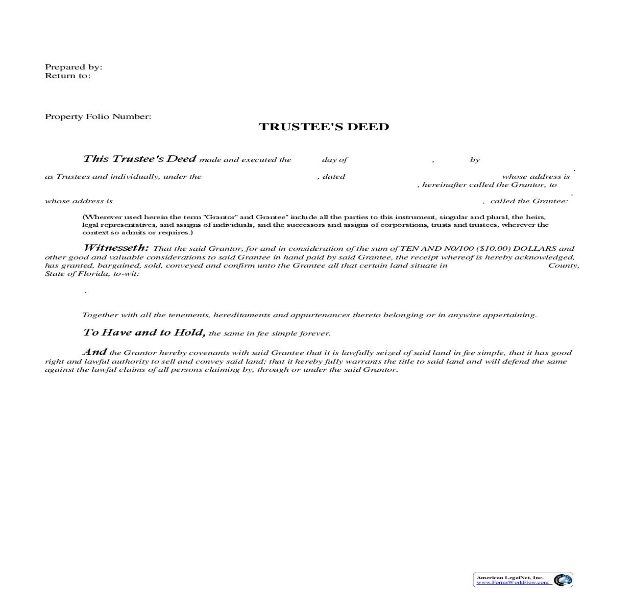 Trustees Deed | Pdf Fpdf Doc Docx | Florida