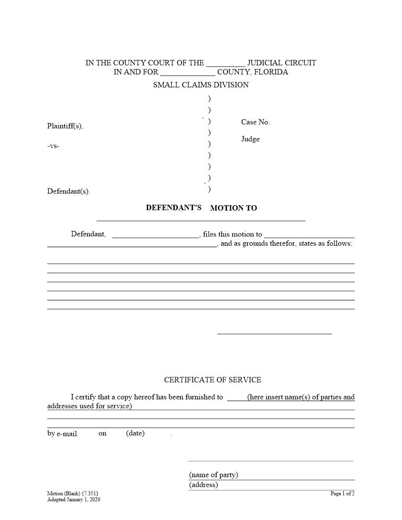 Motion (Blank) {7.351} | Pdf Fpdf Docx | Florida