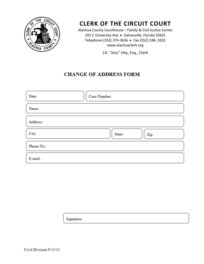 Change Of Address Form | Pdf Fpdf Docx | Florida