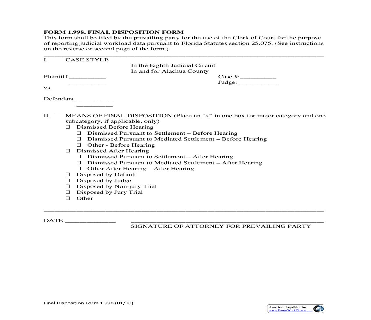Final Disposition Form | Pdf Fpdf Doc Docx | Florida