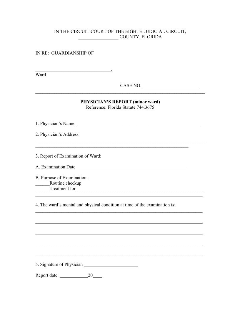 Physicians Report (Minor Ward) | Pdf Fpdf Docx | Florida