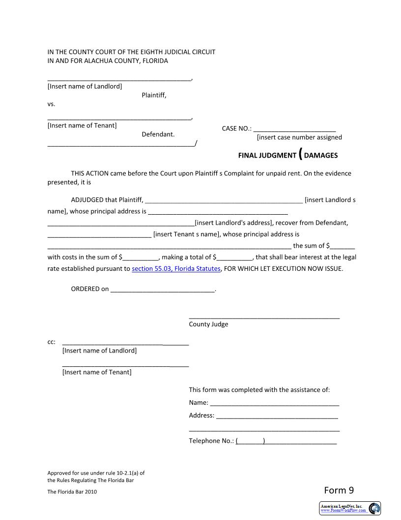 Final Judgment - Damages | Pdf Fpdf Docx | Florida