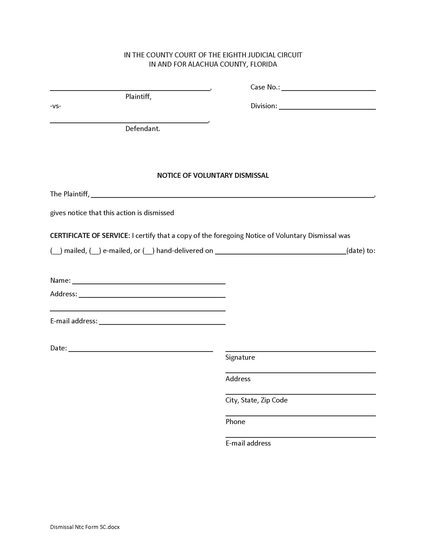 Notice Of Dismissal | Pdf Fpdf Doc Docx | Florida