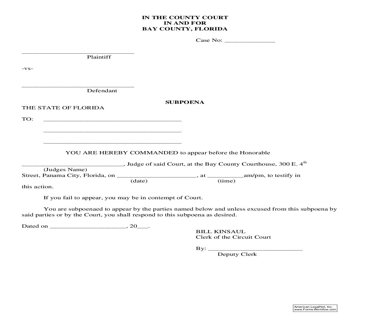 Subpoena | Pdf Fpdf Doc Docx | Florida