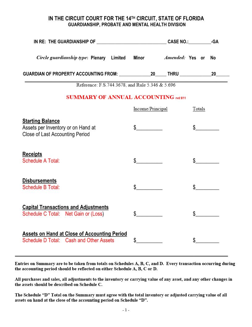 Summary Of Annual Accounting | Pdf Fpdf Docx | Florida