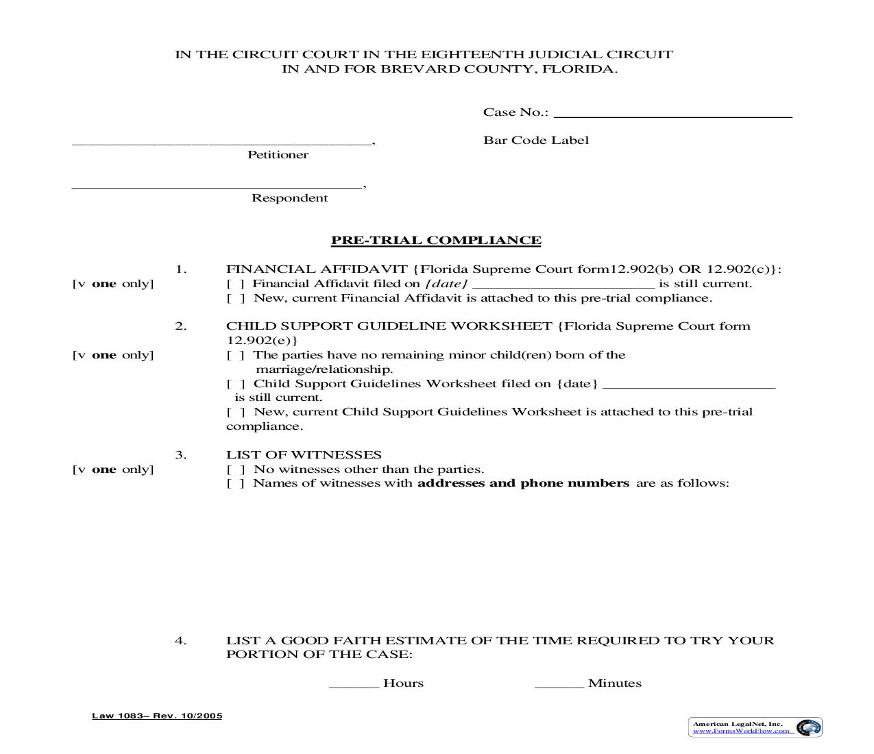 Pre-Trial Compliance {Law 1083} | Pdf Fpdf Doc Docx | Florida