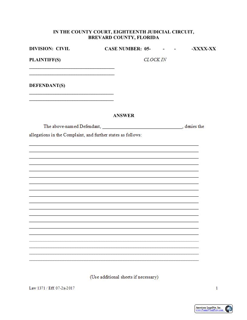 Answer {Law 1371} | Pdf Fpdf Docx | Florida