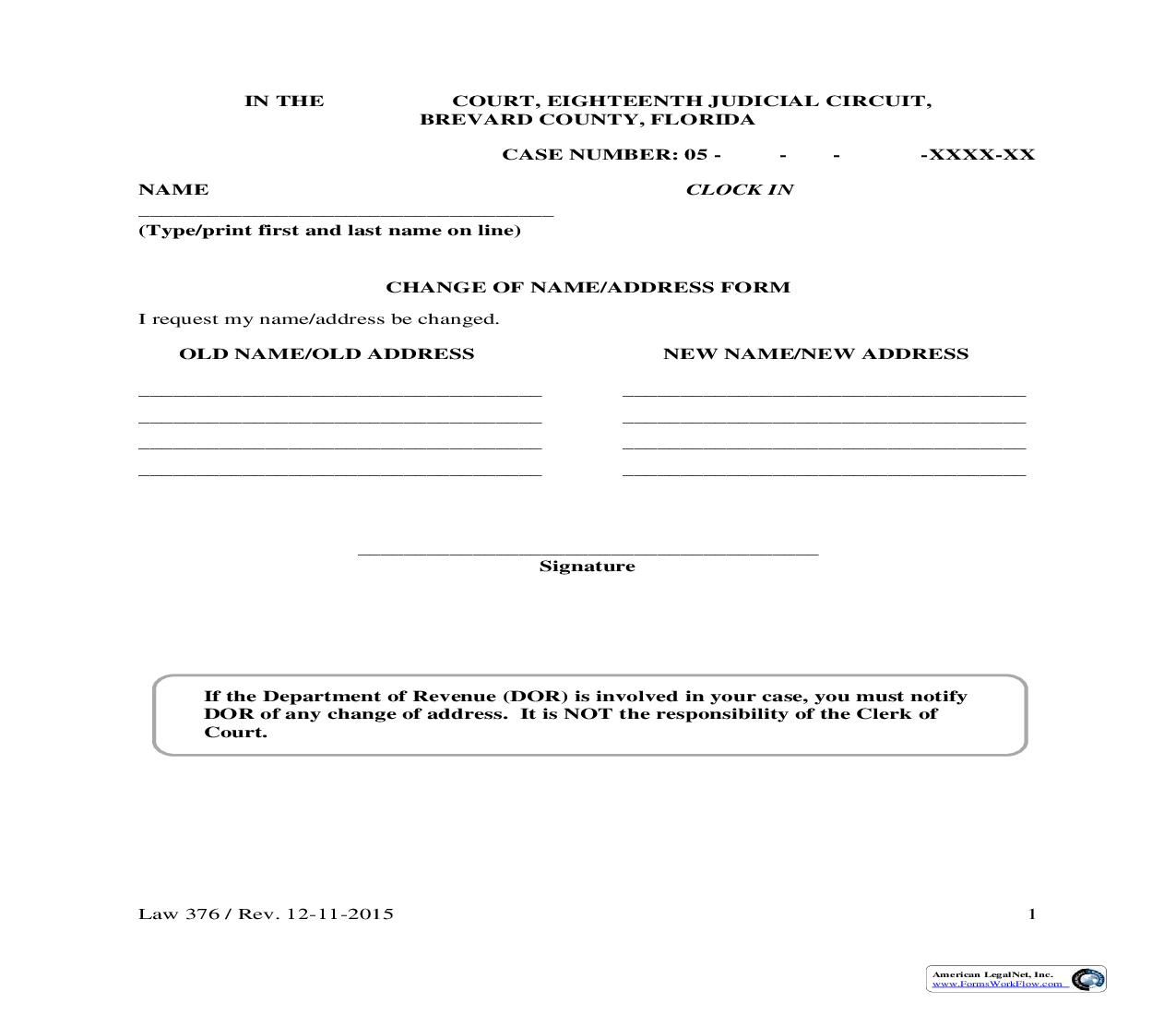 Change Of Name And-Or Address {Law 376} | Pdf Fpdf Doc Docx | Florida