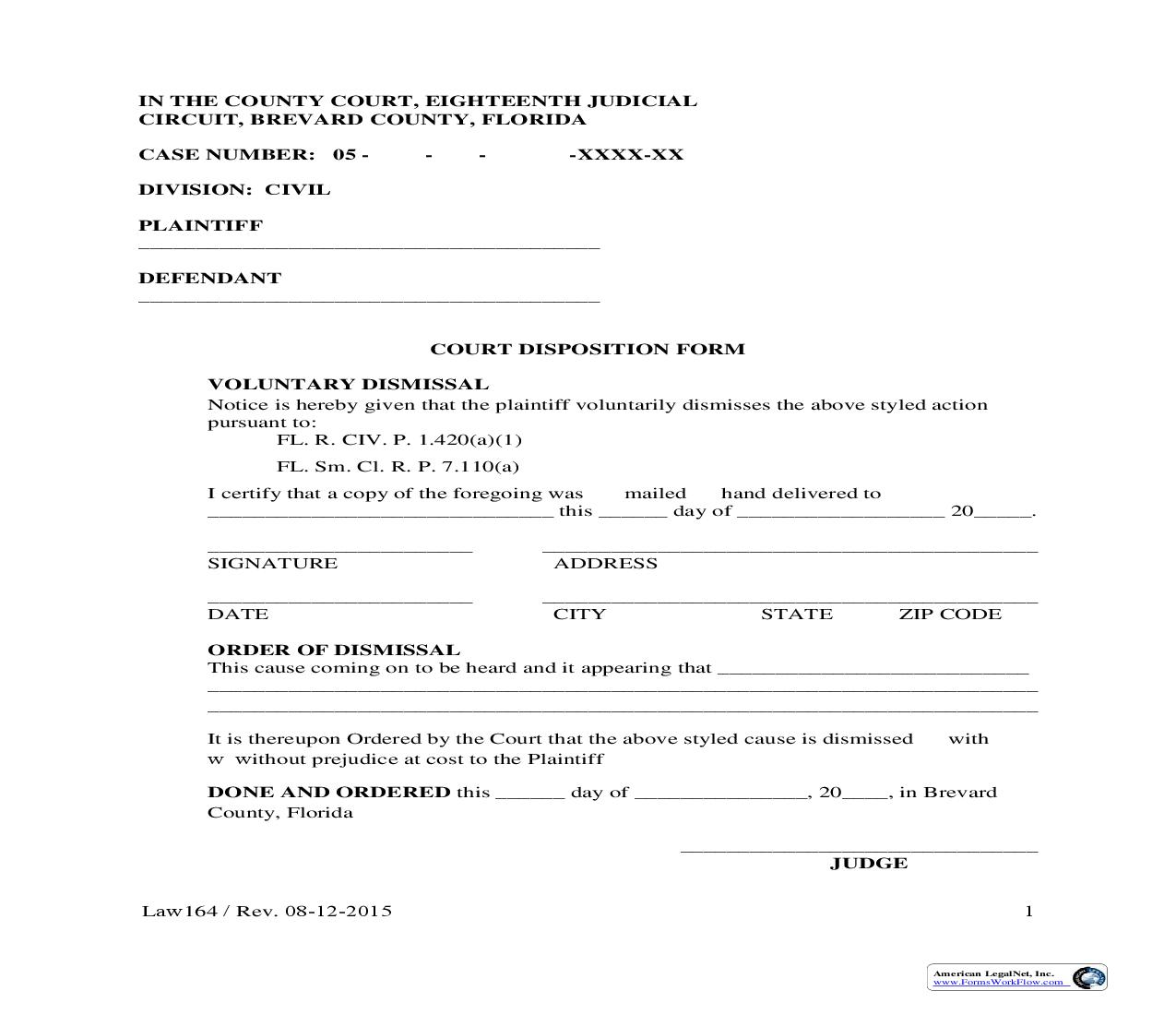 Court Disposition Form {Law 164} | Pdf Fpdf Doc Docx | Florida