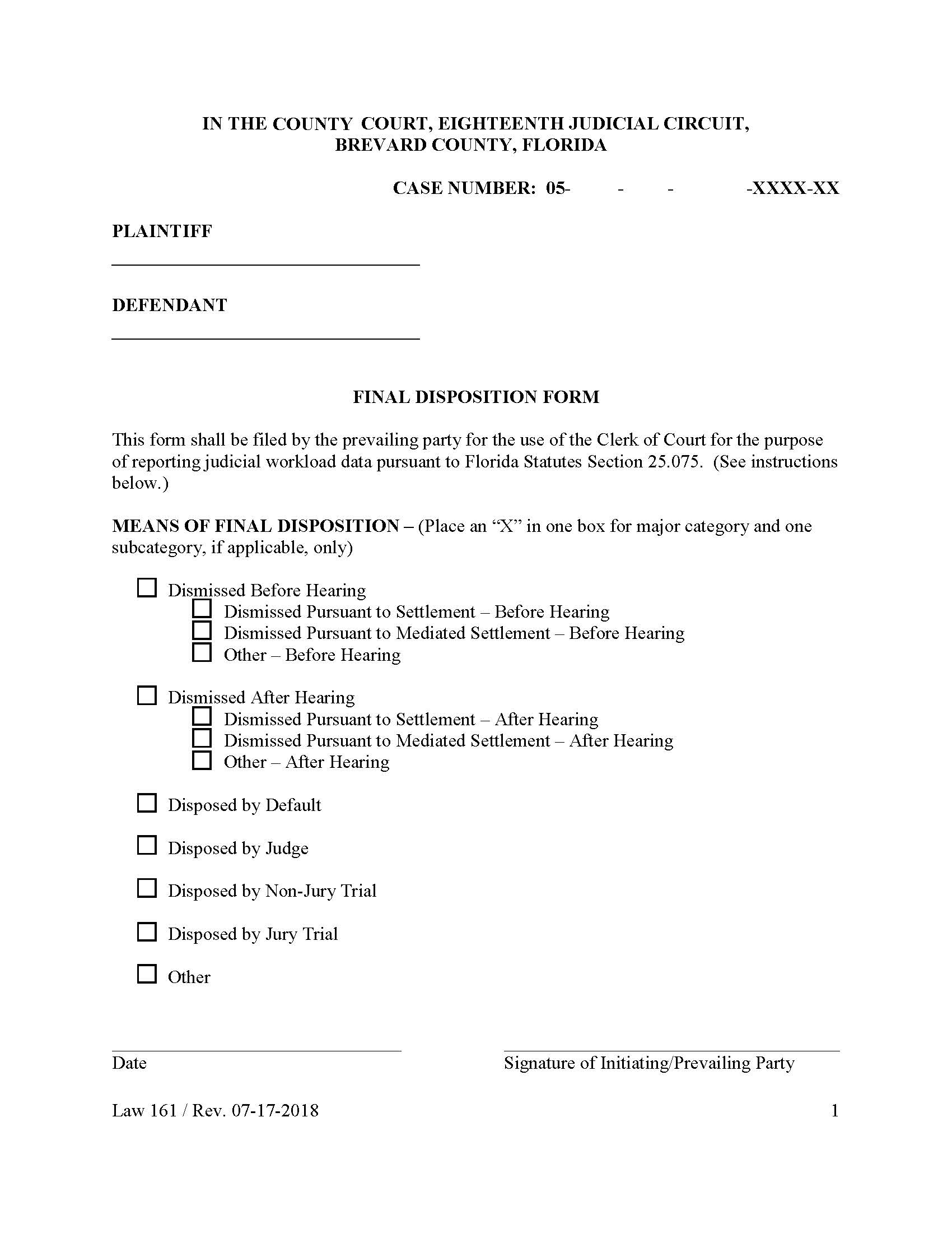 Final Disposition Form {Law 161} | Pdf Fpdf Doc Docx | Florida