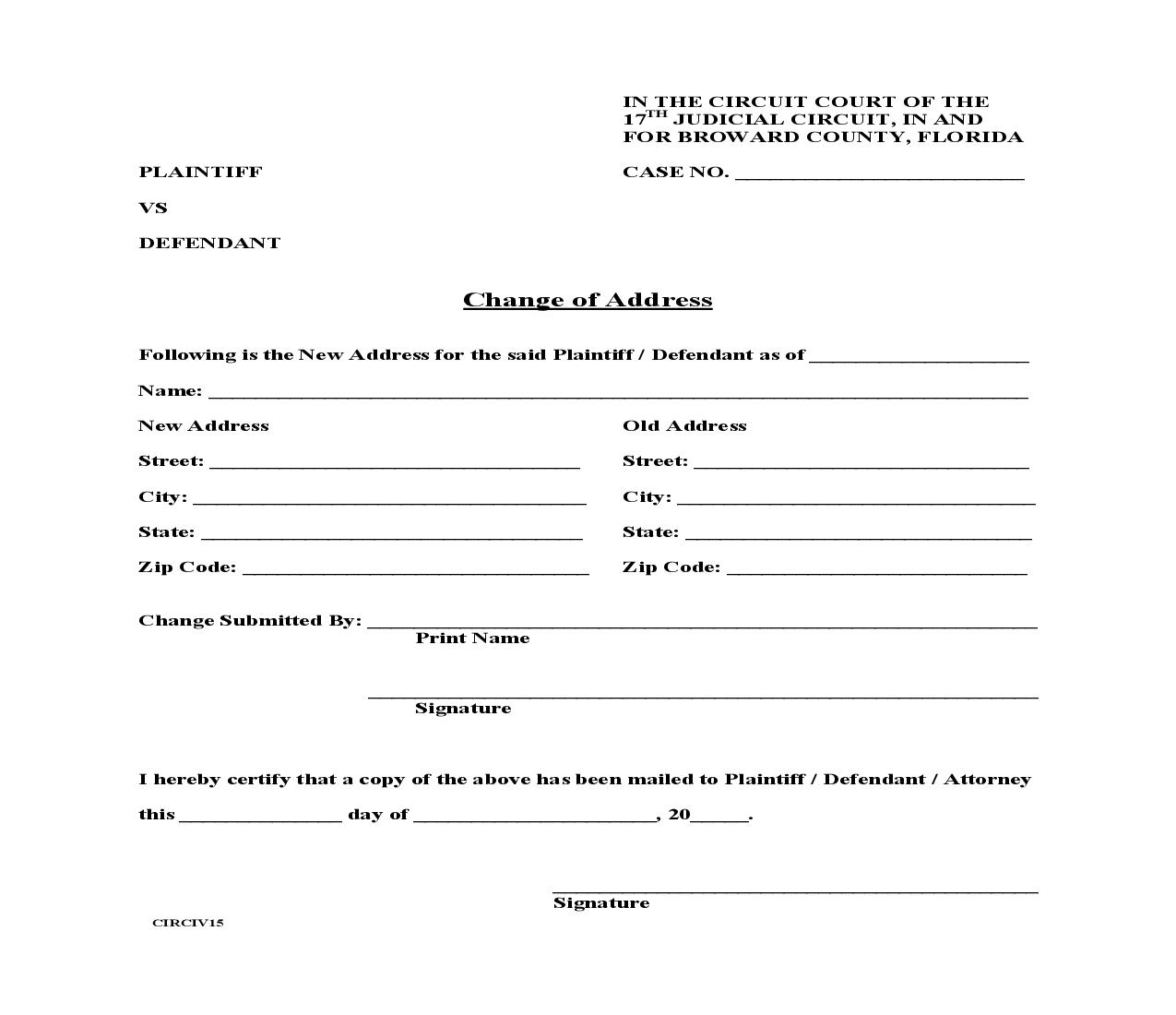 Change Of Address {15} | Pdf Fpdf Doc Docx | Florida