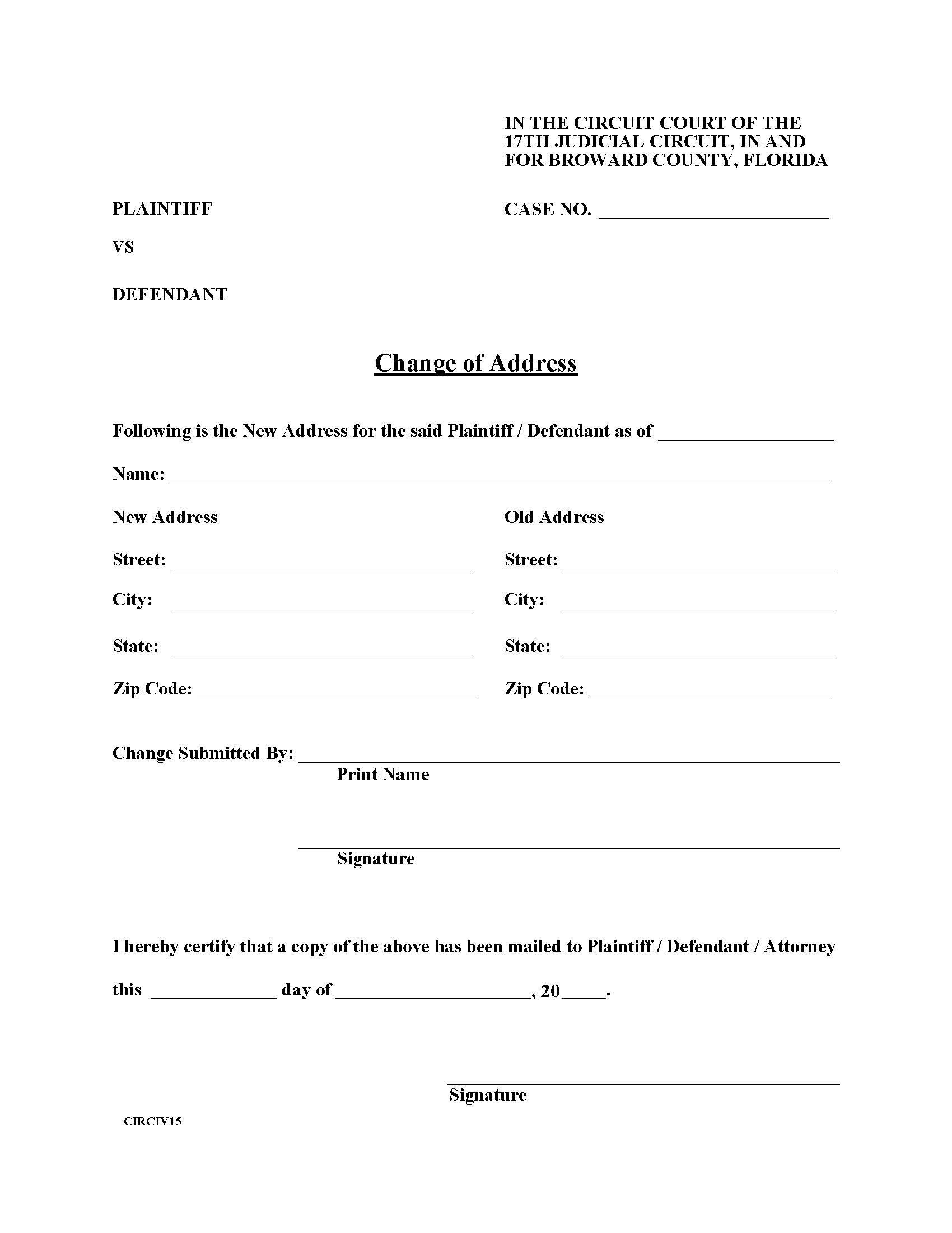 Change Of Address {15} | Pdf Fpdf Doc Docx | Florida