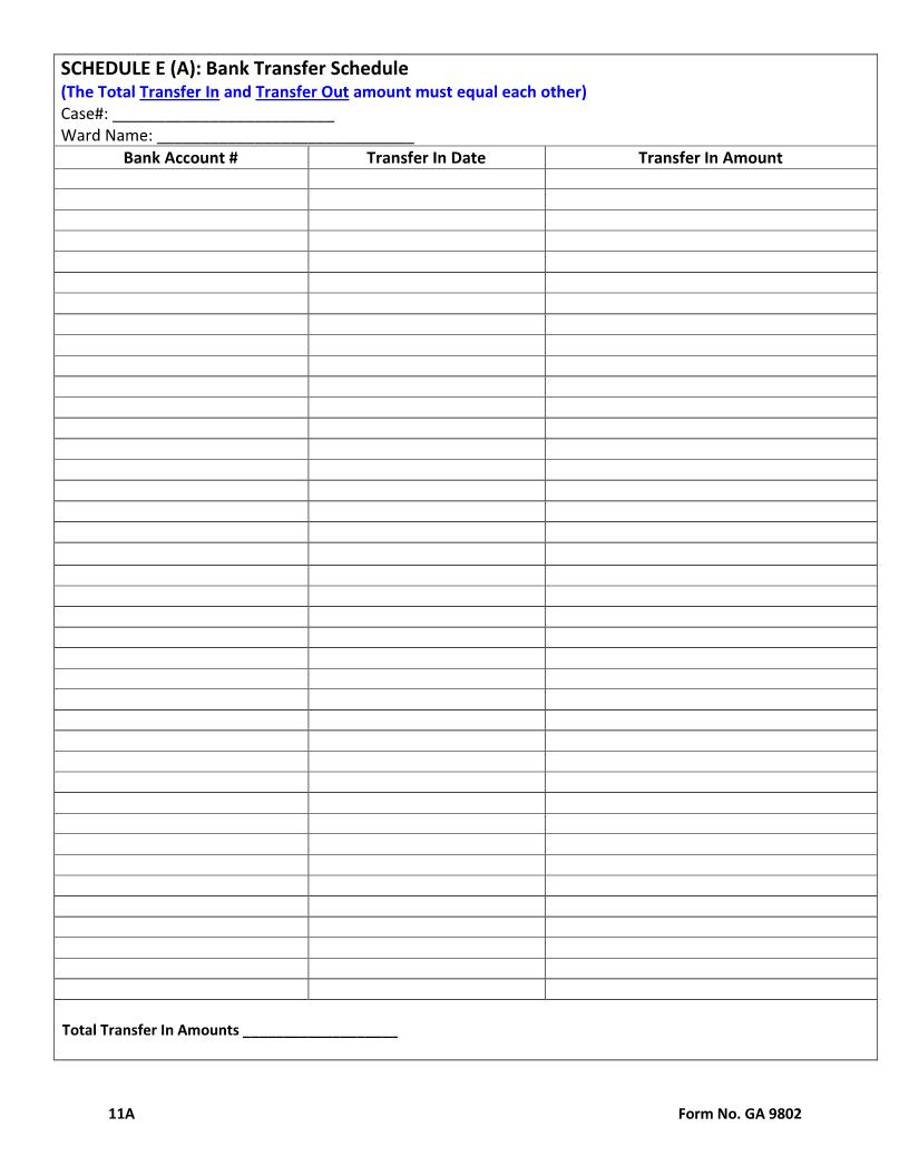 Schedule E (A) - Bank Transfer Schedule | Pdf Fpdf Docx | Florida