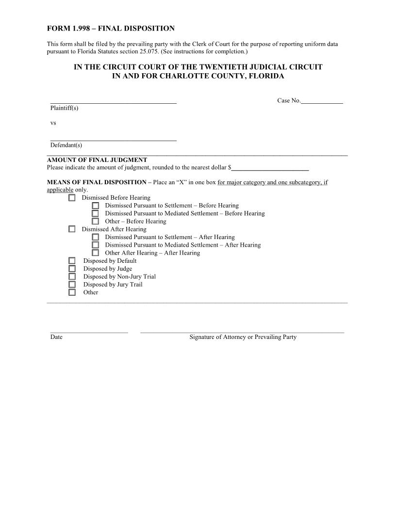 Final Disposition Form {1.998} | Pdf Fpdf Docx | Florida