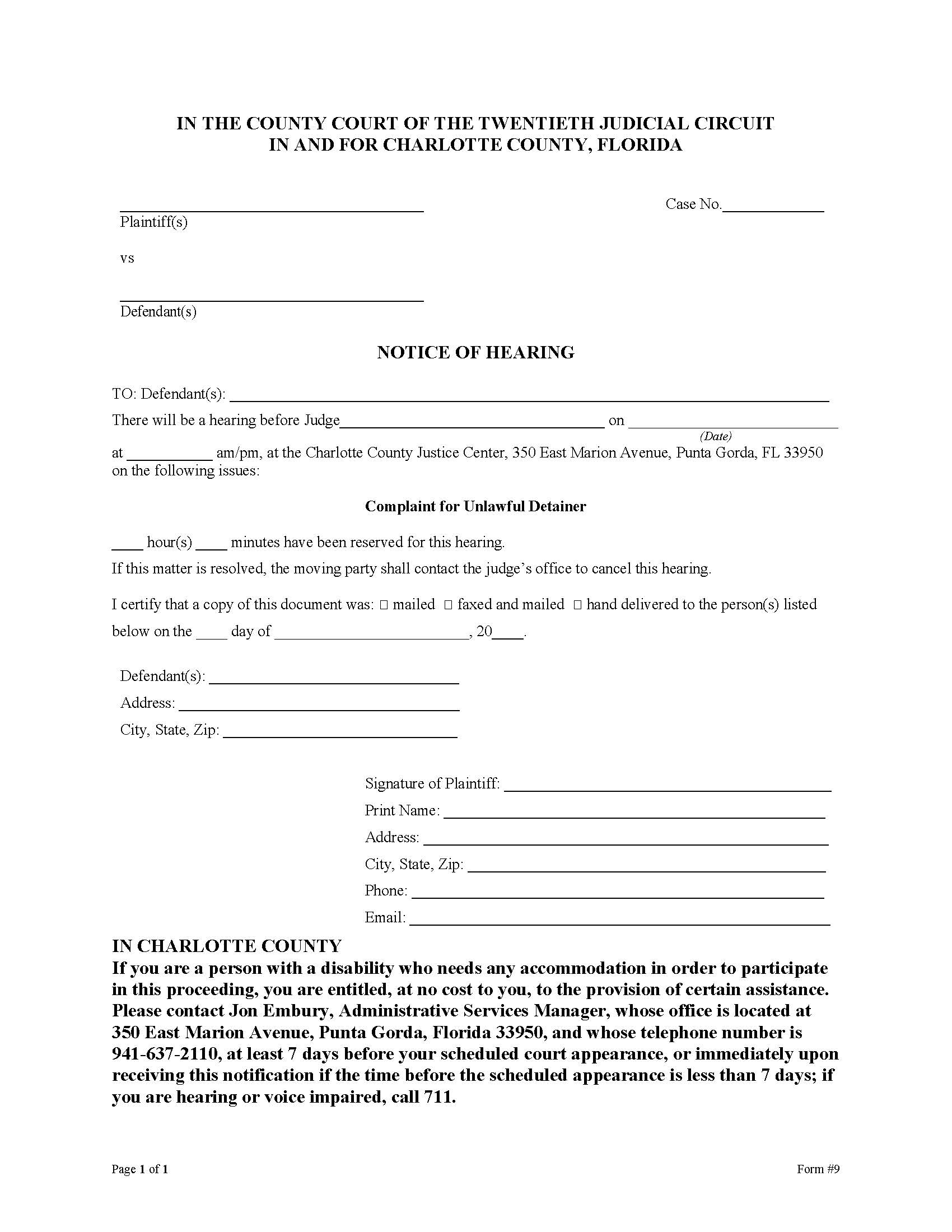 Notice Of Hearing | Pdf Fpdf Docx | Florida