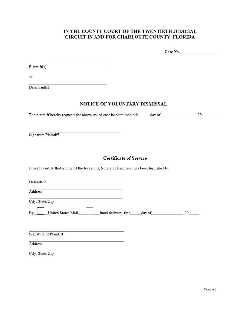 Notice Of Voluntary Dismissal | Pdf Fpdf Docx | Florida