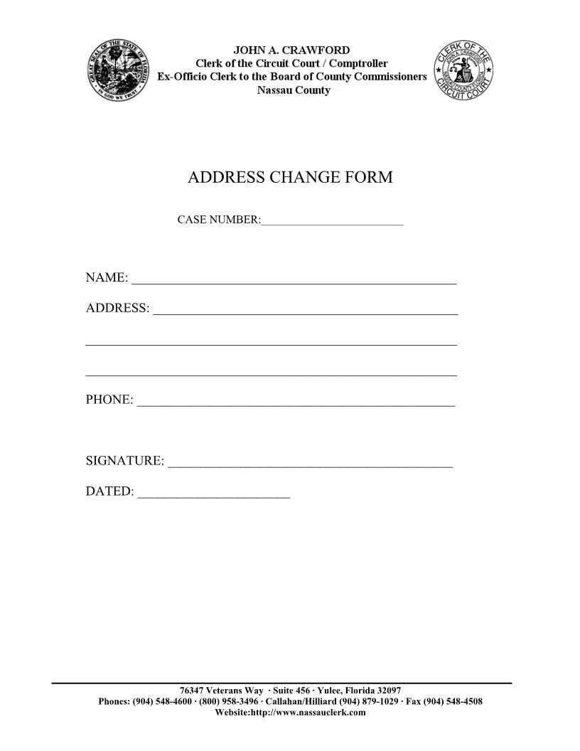 Address Change Form | Pdf Fpdf Docx | Florida
