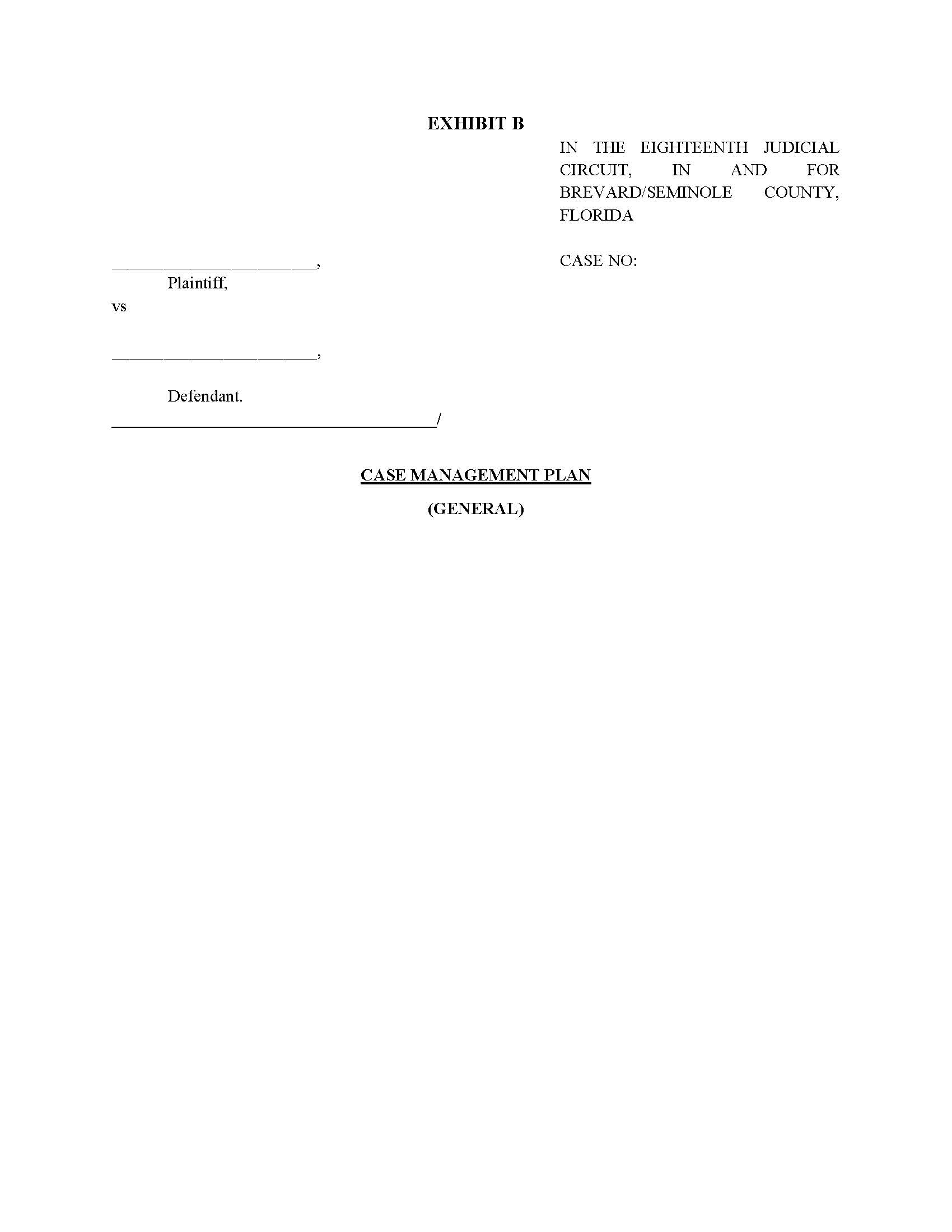 Case Management Plan (Circuit Court General) {18JC CirCMP-G} | Pdf Fpdf Docx | Florida