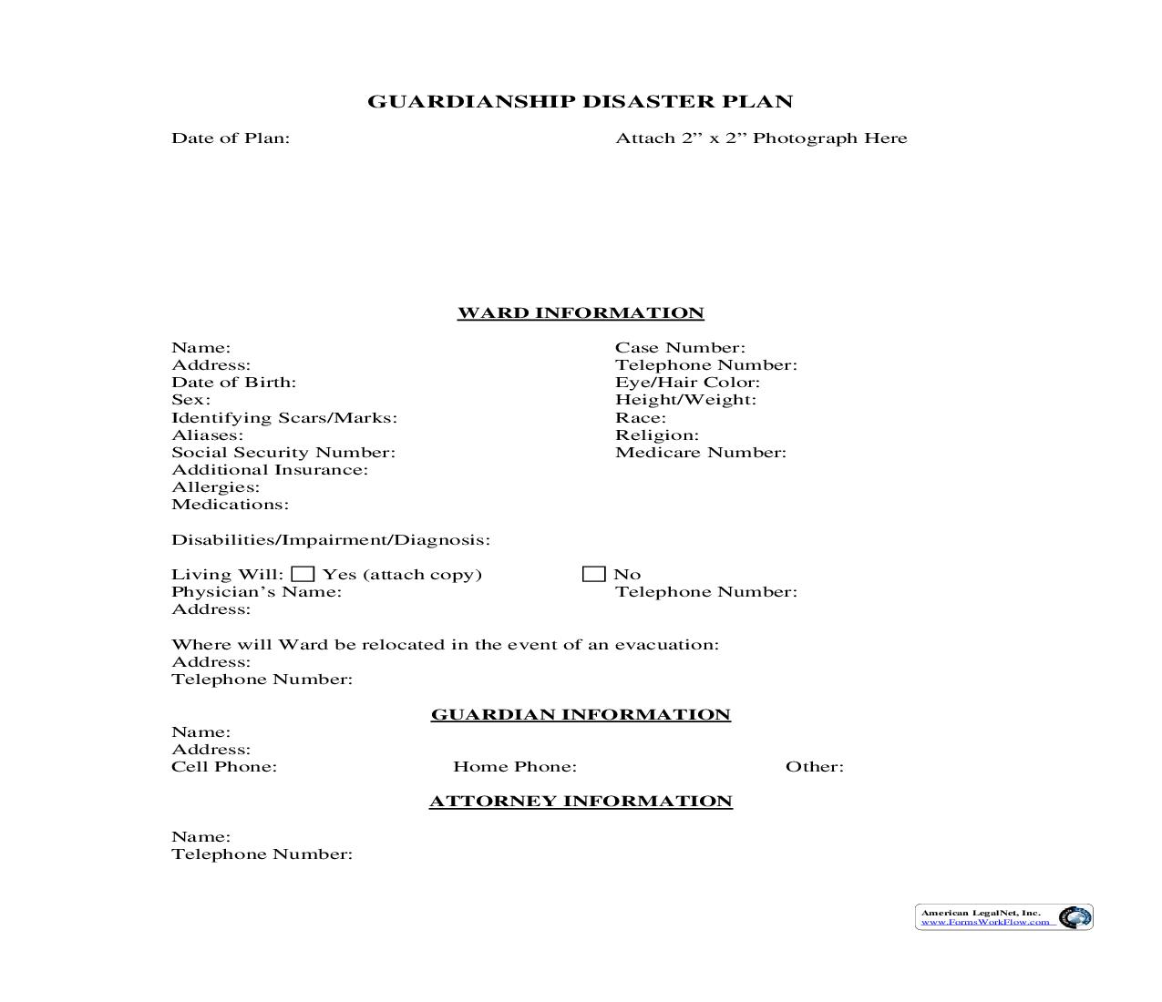 Guardianship Disaster Plan | Pdf Fpdf Doc Docx | Florida