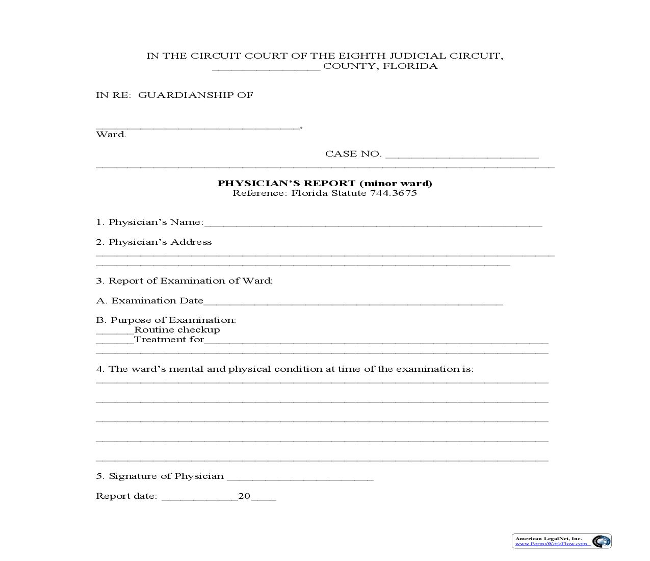 Physicians Report (Minor Ward) | Pdf Fpdf Doc Docx | Florida