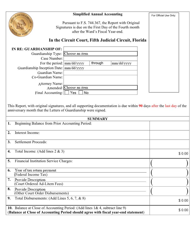 Simplified Annual Accounting | Pdf Fpdf Docx | Florida