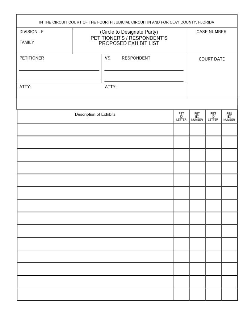 Proposed Exhibit List (Judge Wilkinson) | Pdf Fpdf Docx | Florida