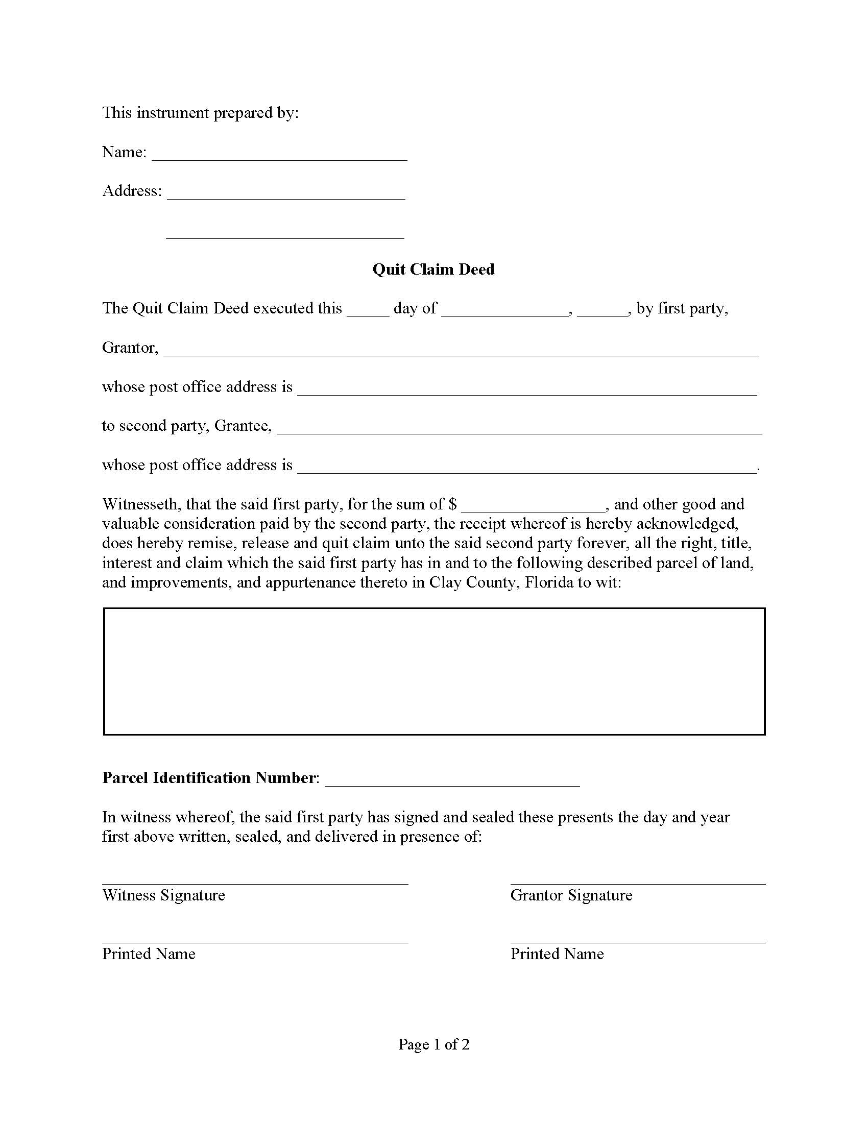 Quit Claim Deed | Pdf Fpdf Doc Docx | Florida