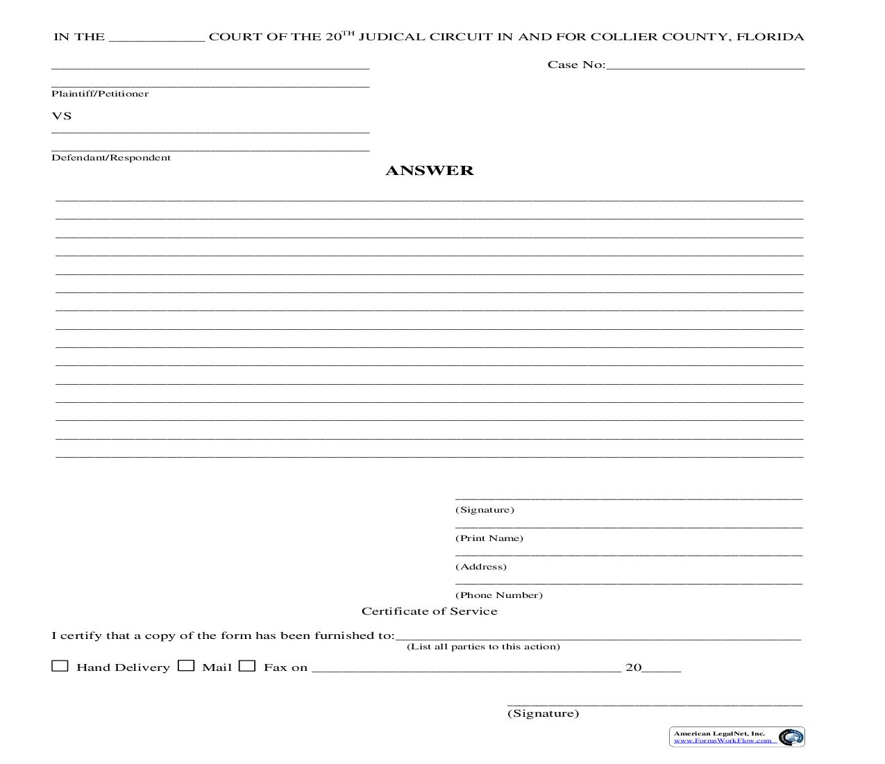 Answer (General Form) | Pdf Fpdf Doc Docx | Florida