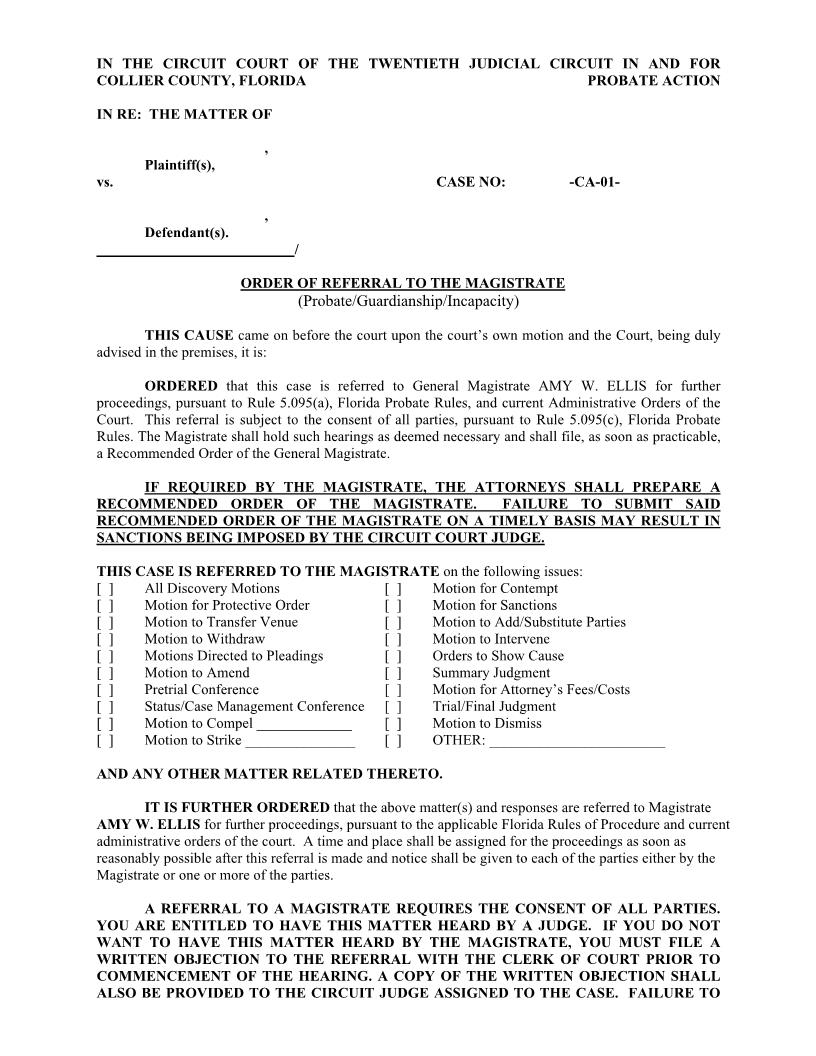 Order Of Referral To Magistrate Judge Ellis (Judge Brodie) | Pdf Fpdf Docx | Florida