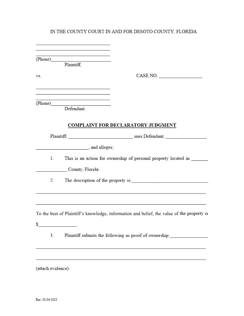 Complaint For Declaratory Judgment | Pdf Fpdf Docx | Florida