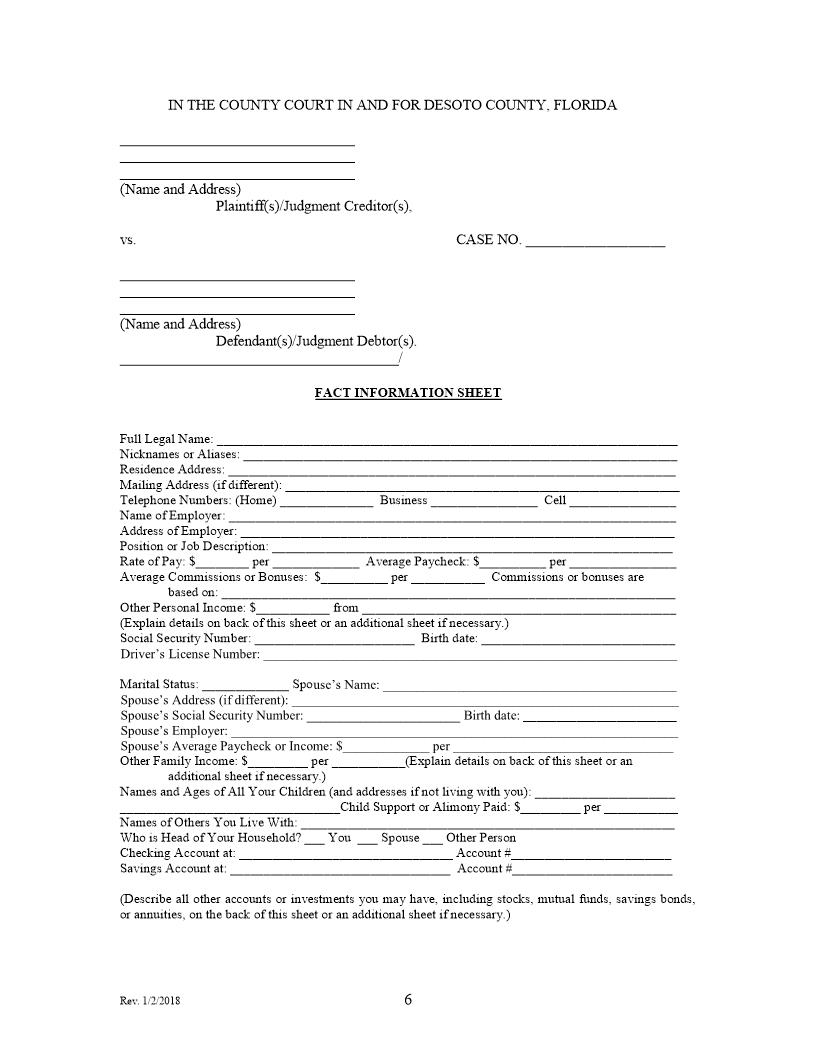 Fact Information Sheet | Pdf Fpdf Docx | Florida